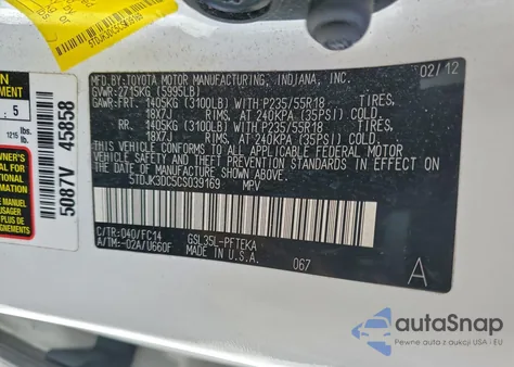 2012 Toyota Sienna Le from USA, damaged, VIN 5TDJK3DC5CS039169